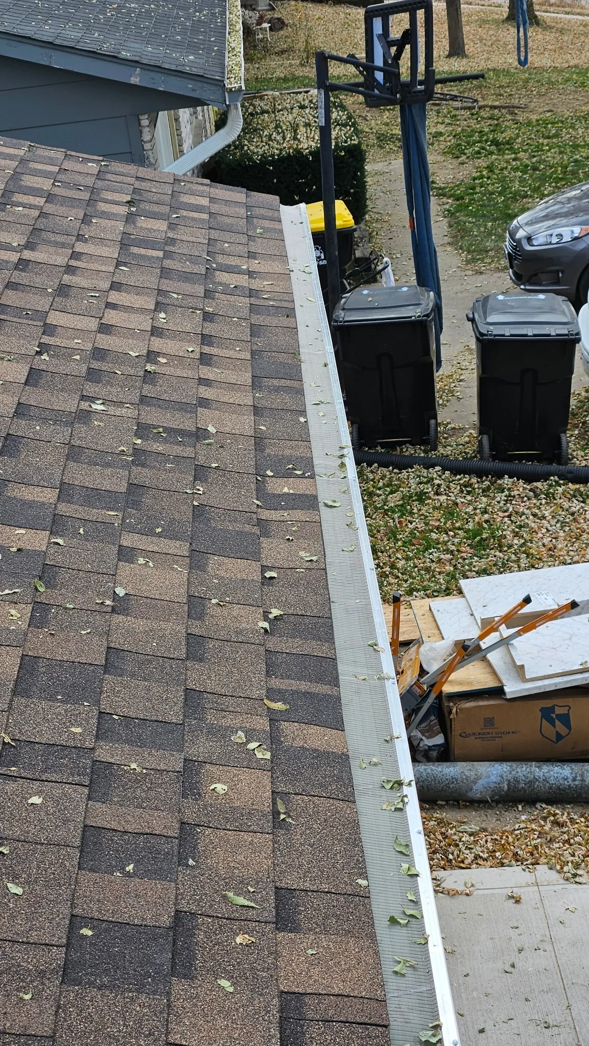 Gutter guard installation on a home in Colfax, Iowa