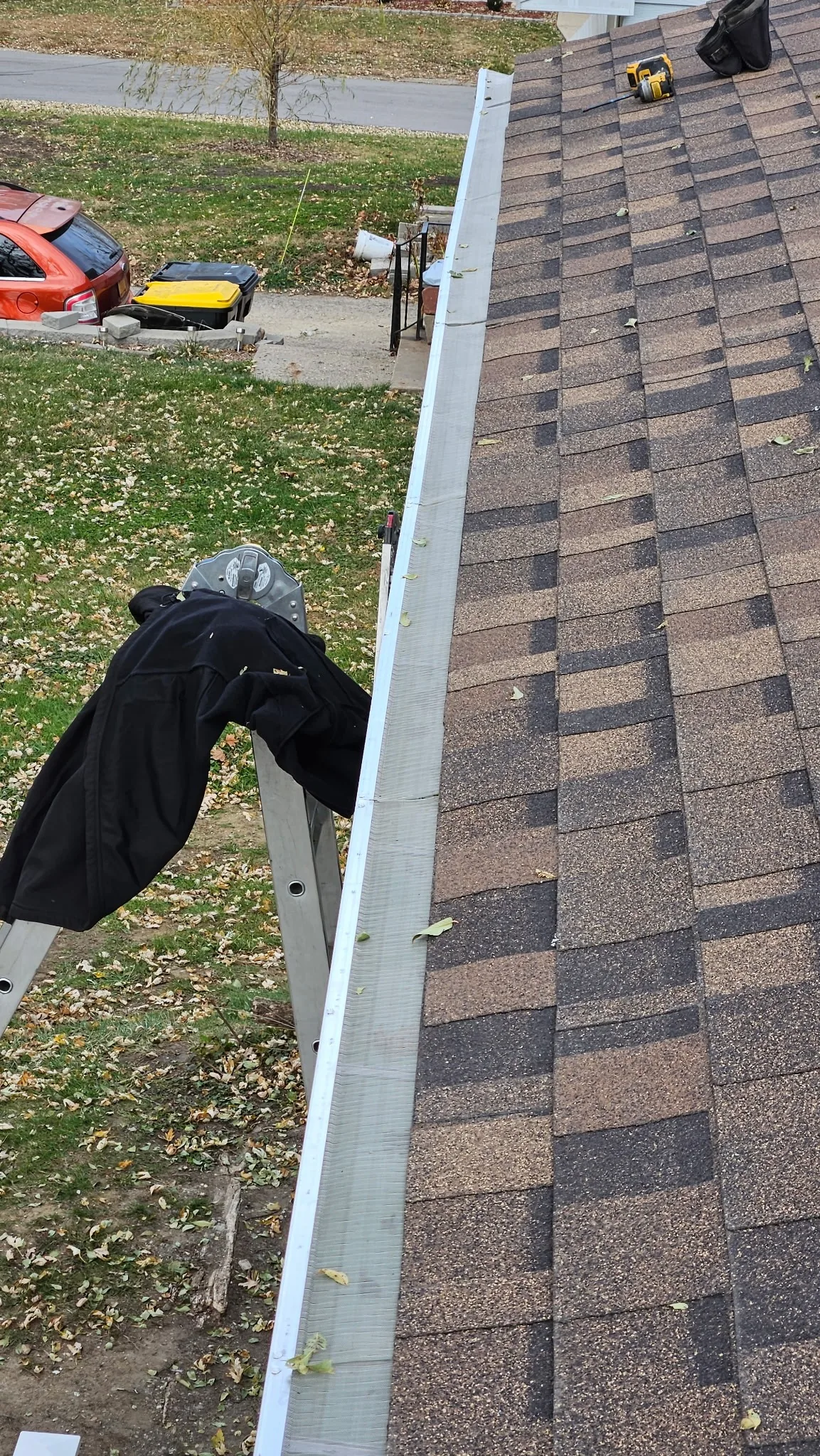 Gutter guard installation on a home in Colfax, Iowa